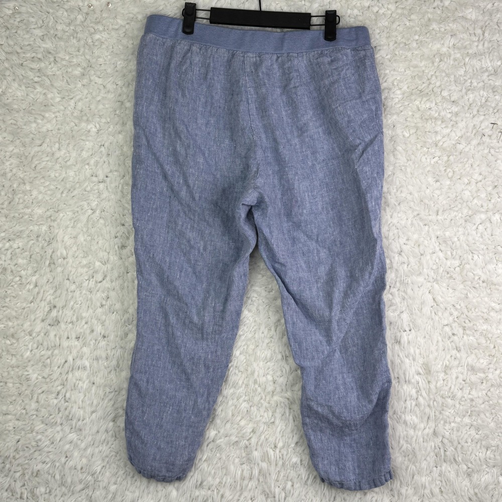 J. Jill Pants Womens M Petite Blue 100%‎ Linen Elastic Waist Pockets Natural - Picture 2 of 11